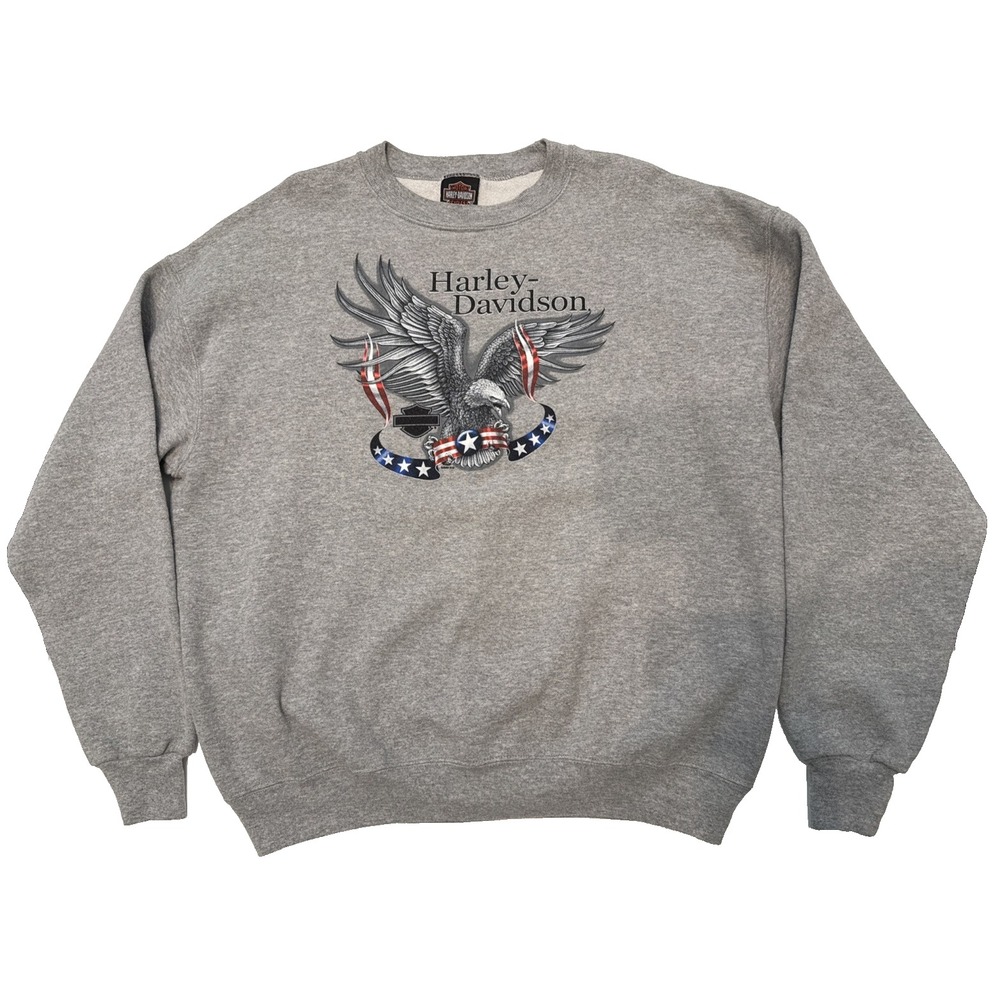 Harley Davidson Sweatshirt Mens XL Gray Good Twin Cities Eagle Long Sleeve